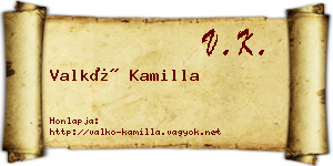 Valkó Kamilla névjegykártya